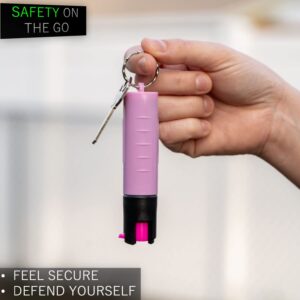 Police Magnum Mini Pepper Spray Self Defense Safety Tool- Strong Keyring Holder- Small discreet Canister Case- Made in The USA- 3 Pack 3/4oz Twist Lock Pink Sleeve Keyring