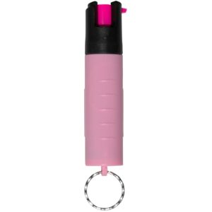 Police Magnum Mini Pepper Spray Self Defense Safety Tool- Strong Keyring Holder- Small discreet Canister Case- Made in The USA- 3 Pack 3/4oz Twist Lock Pink Sleeve Keyring