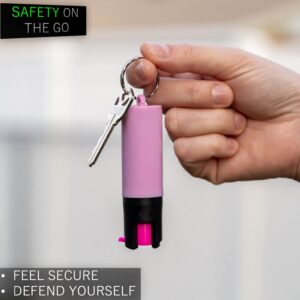 Police Magnum Pepper Spray Self Defense - Mini Pocket Safety Tool - Small discreet Canister Case- Made in The USA- 3 Pack 1/2oz Twist Lock Pink Sleeve Keyring