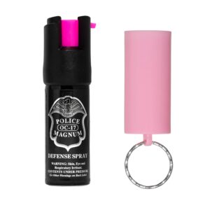 Police Magnum Pepper Spray Self Defense - Mini Pocket Safety Tool - Small discreet Canister Case- Made in The USA- 3 Pack 1/2oz Twist Lock Pink Sleeve Keyring