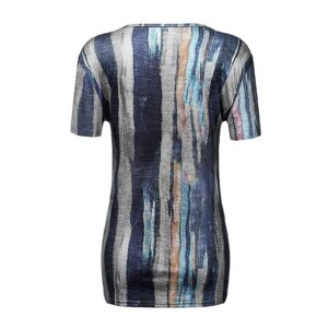 Womens Summer Retro Tie Dye Short Sleeve Tops Half Zipper V Neck Short Sleeve T-Shirts Casual Loose Pullover Tees Top