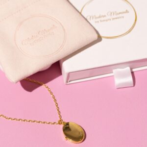 Modern Moments Gold Locket Necklace For Women - Oval Locket Pendant Necklace With Picture Inside - 16-18"