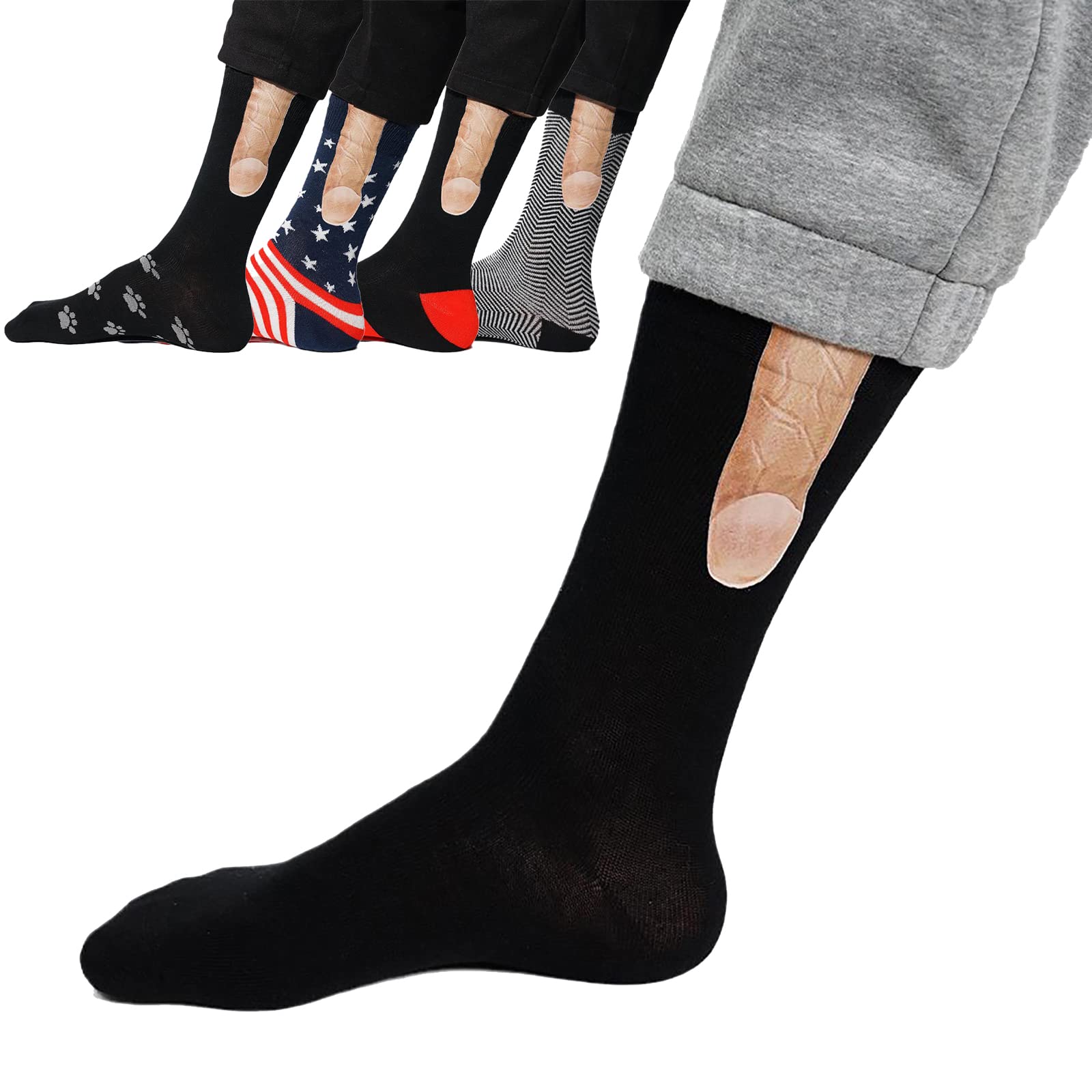 Reem Geafftar Funny Socks for Men, Personalized socks, Funny Socks Funny Gifts for Men (3 Pair - Black+Gray+White)