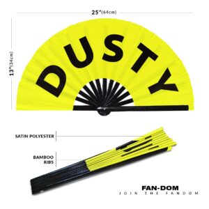 Dusty hand fan foldable bamboo circuit hand fan funny gag slang words expressions statement gifts Festival accessories Rave handheld Circuit event fan Clack fans (Yellow)