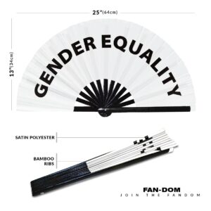 Gender Equality Hand Fan Foldable Bamboo Circuit Hand Fan Funny Gag Slang Words Expressions Statement Gifts Festival Accessories Rave Handheld Circuit Event Fan Clack Fans (White)