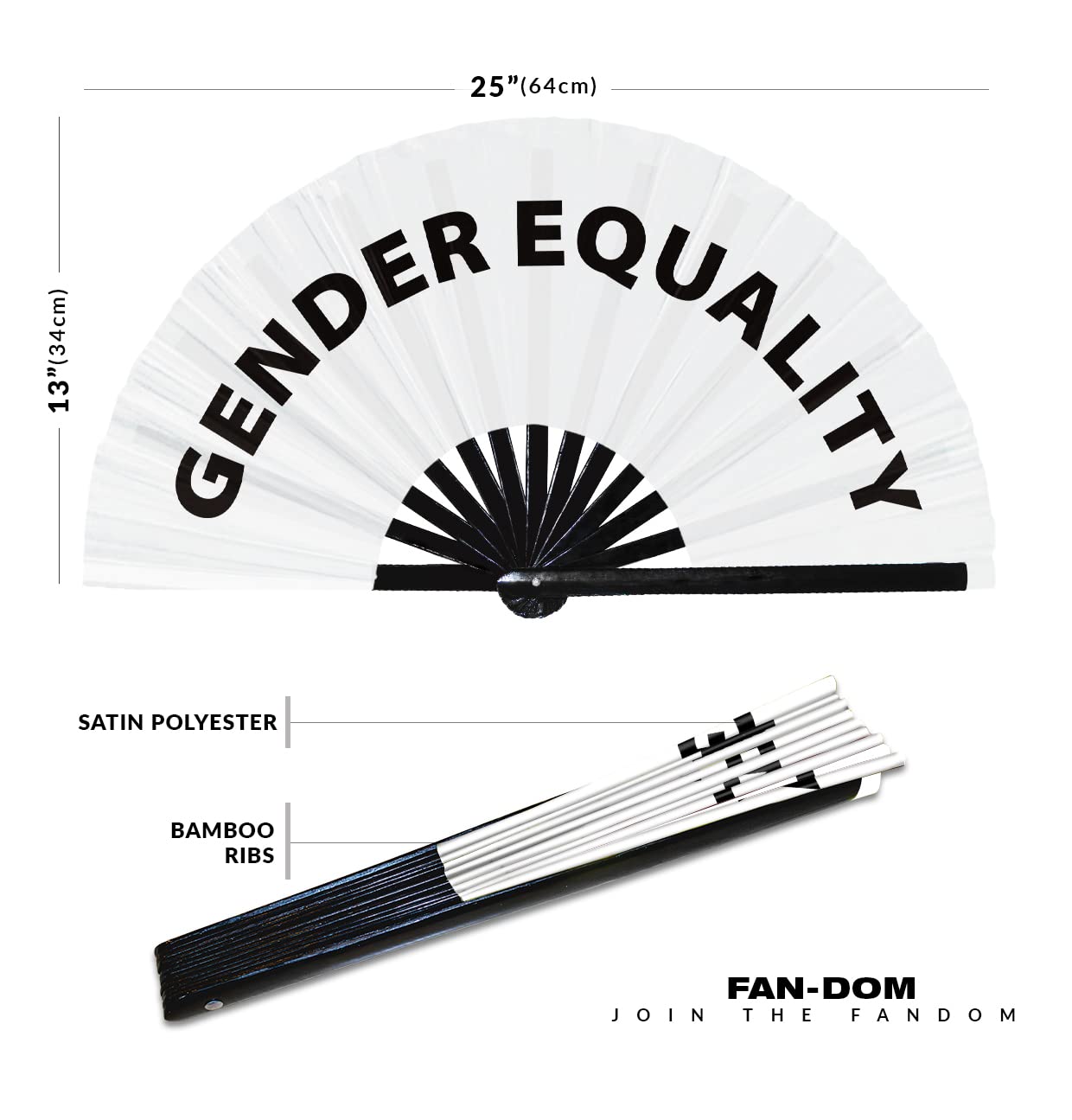 Gender Equality Hand Fan Foldable Bamboo Circuit Hand Fan Funny Gag Slang Words Expressions Statement Gifts Festival Accessories Rave Handheld Circuit Event Fan Clack Fans (White)