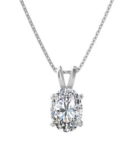 the diamond deal si1-si2 clarity 1.00ct(1.00 cttw) cttw lab-grown oval shape solitaire diamond pendant necklace womens |14k white gold with 18" chain