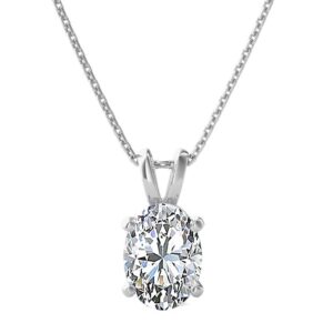 The Diamond Deal SI1-SI2 Clarity 1.00CT(1.00 Cttw) Cttw Lab-Grown Oval Shape Solitaire Diamond Pendant Necklace Womens |14k White Gold with 18" chain