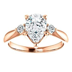 14K Gold 1 CT Pear Cut VVS1 Colorless Moissanite Engagement Ring for Woman Bridal Set Handmade Diamond Wedding Rings for Her (11)