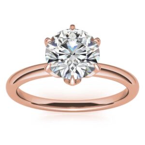 10K Solid Rose Gold Handmade Engagement Ring 2.50 CT Round Cut Moissanite Diamond Solitaire Wedding/Bridal Ring Set for Women/Her, Fancy Ring Gift for Her