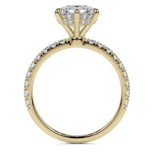 10K Solid Yellow Gold Handmade Engagement Ring 2.50 CT Round Cut Moissanite Diamond Solitaire Wedding/Bridal Ring Set for Women/Her, Fancy Rings Gift for Her