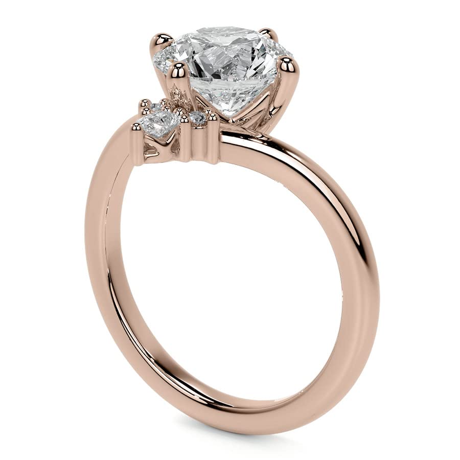 10K Solid Rose Gold Handmade Engagement Ring 2.50 CT Round Cut Moissanite Diamond Solitaire Wedding/Bridal Ring Set for Women/Her, Fancy Ring Gifts for Her