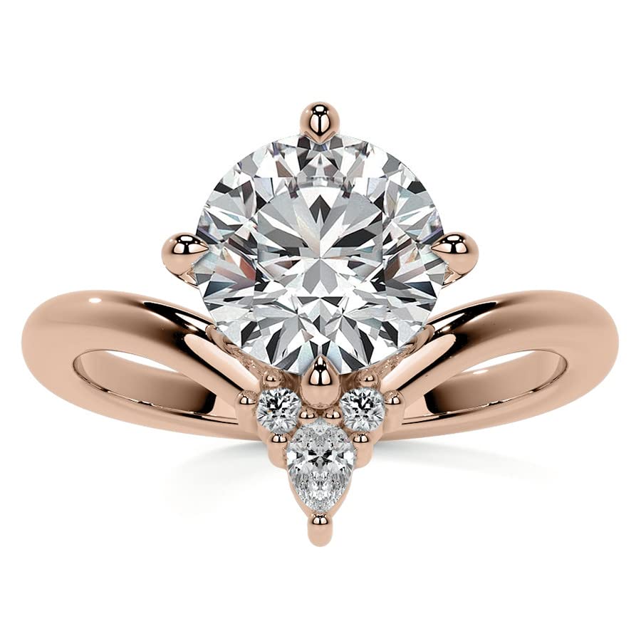 10K Solid Rose Gold Handmade Engagement Ring 2.50 CT Round Cut Moissanite Diamond Solitaire Wedding/Bridal Ring Set for Women/Her, Fancy Ring Gifts for Her