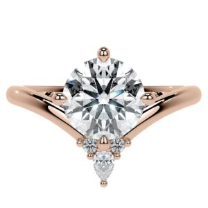 10K Solid Rose Gold Handmade Engagement Ring 2.50 CT Round Cut Moissanite Diamond Solitaire Wedding/Bridal Ring Set for Women/Her, Fancy Ring Gifts for Her