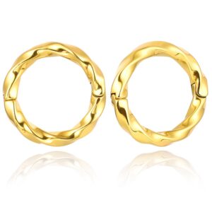 lademayh 2pcs 6 gauge earrings ear weights for stretched ears, twist hoop 6g earrings for women,gold surgical steel 4mm ear hangers dangle gauges for ears weighted ear gauges