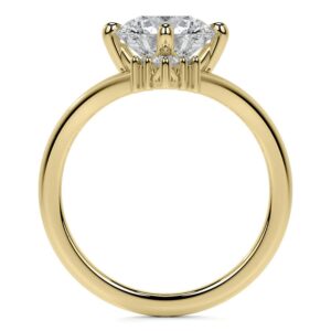 10K Solid Yellow Gold Handmade Engagement Ring 2.50 CT Round Cut Moissanite Diamond Solitaire Wedding/Bridal Ring Set for Women/Her, Fancy Ring Gifts for Her