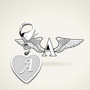 FAADBUK Initial Letter A-Z Alphabet Heart Charm for Bracelet Keychain Necklace Initial Stainless steel Clasp Clip on Charm (intial A)