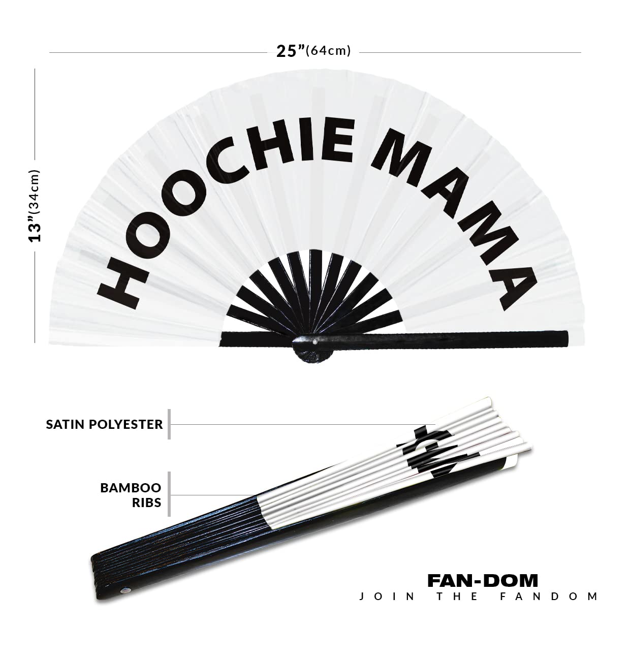 Hoochie Mama Hand Fan Foldable Bamboo Circuit Hand Fan Funny Gag Slang Words Expressions Statement Gifts Festival Accessories Rave Handheld Circuit Event Fan Clack Fans (White)