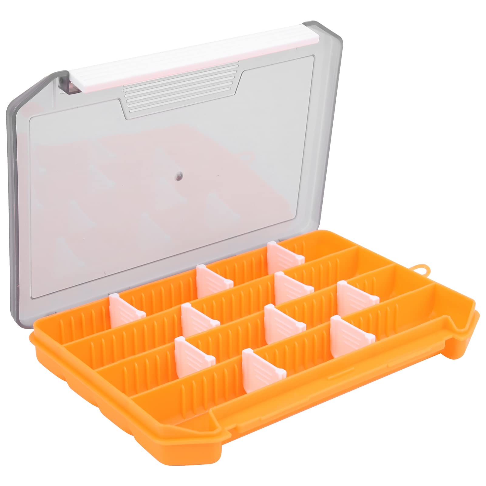 Yuecoom Fishing Tackle Storage, Single‑Layer Insert Lure Box Fishing Tackle Box, Fishing Utility Box with Removable Dividers (Orange)