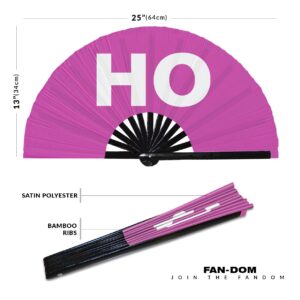 Ho hand fan foldable bamboo circuit hand fan funny gag slang words expressions statement gifts Festival accessories Rave handheld Circuit event fan Clack fans (Pink)