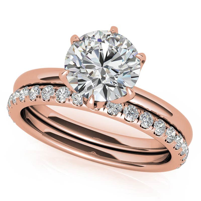 10K Solid Rose Gold Handmade Engagement Ring 2.50 CT Round Cut Moissanite Diamond Solitaire Wedding/Bridal Ring Set for Women/Her, Fancy Ring Gift for Her