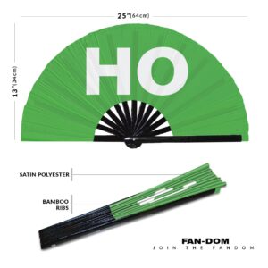 Ho hand fan foldable bamboo circuit hand fan funny gag slang words expressions statement gifts Festival accessories Rave handheld Circuit event fan Clack fans (Green)