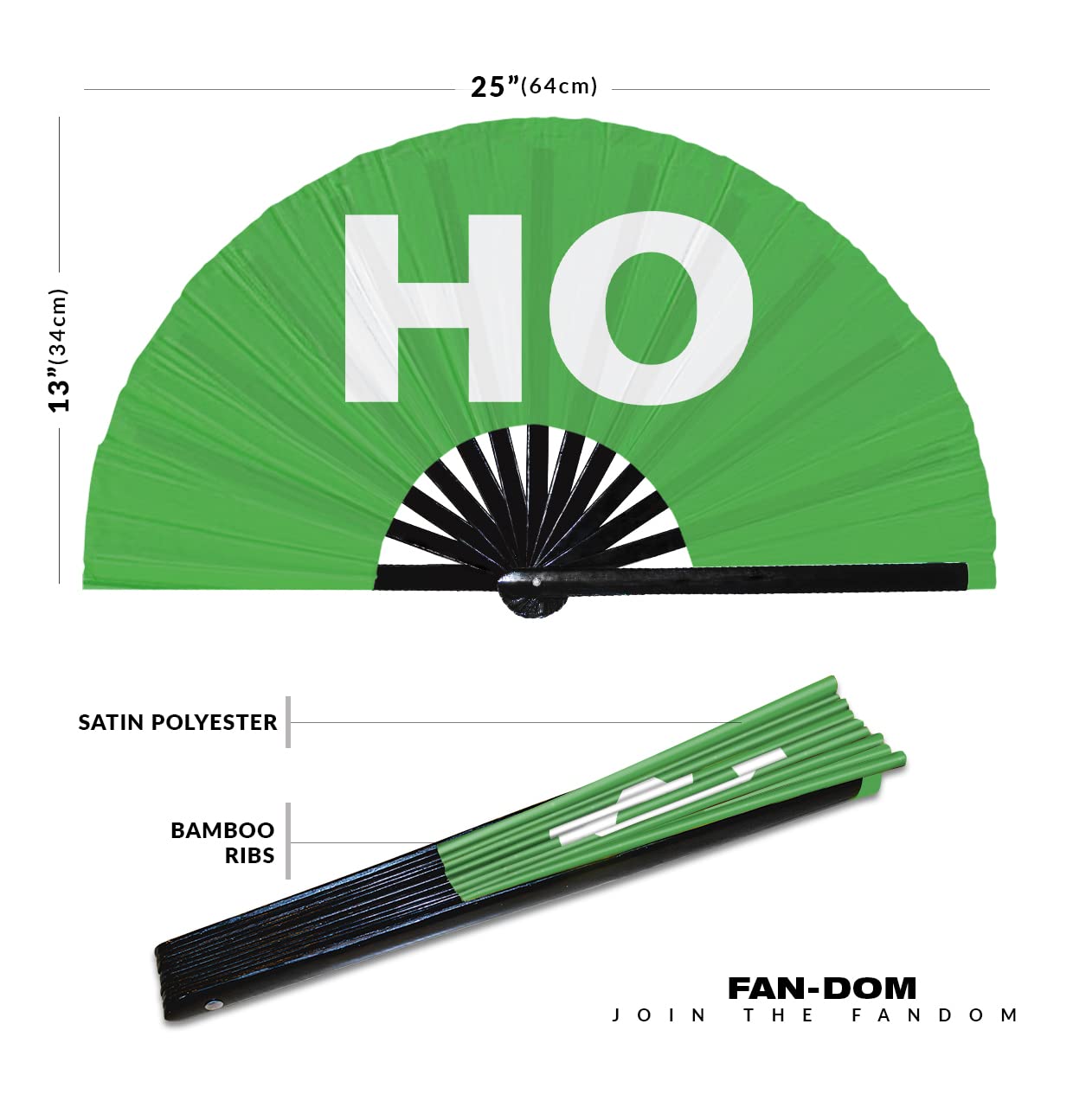 Ho hand fan foldable bamboo circuit hand fan funny gag slang words expressions statement gifts Festival accessories Rave handheld Circuit event fan Clack fans (Green)