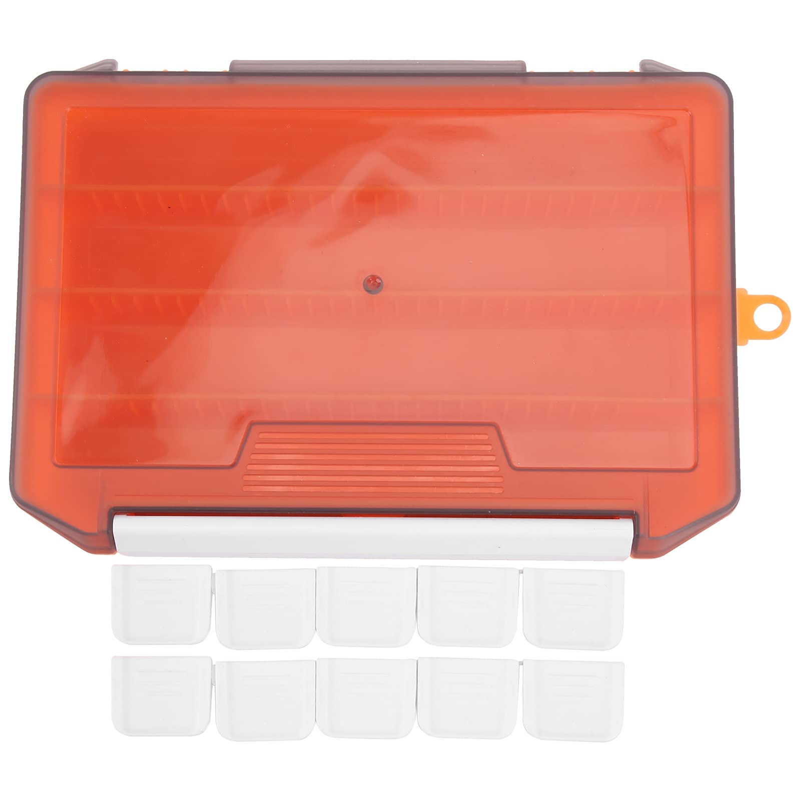 Yuecoom Fishing Tackle Storage, Single‑Layer Insert Lure Box Fishing Tackle Box, Fishing Utility Box with Removable Dividers (Orange)