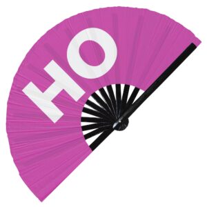 Ho hand fan foldable bamboo circuit hand fan funny gag slang words expressions statement gifts Festival accessories Rave handheld Circuit event fan Clack fans (Pink)