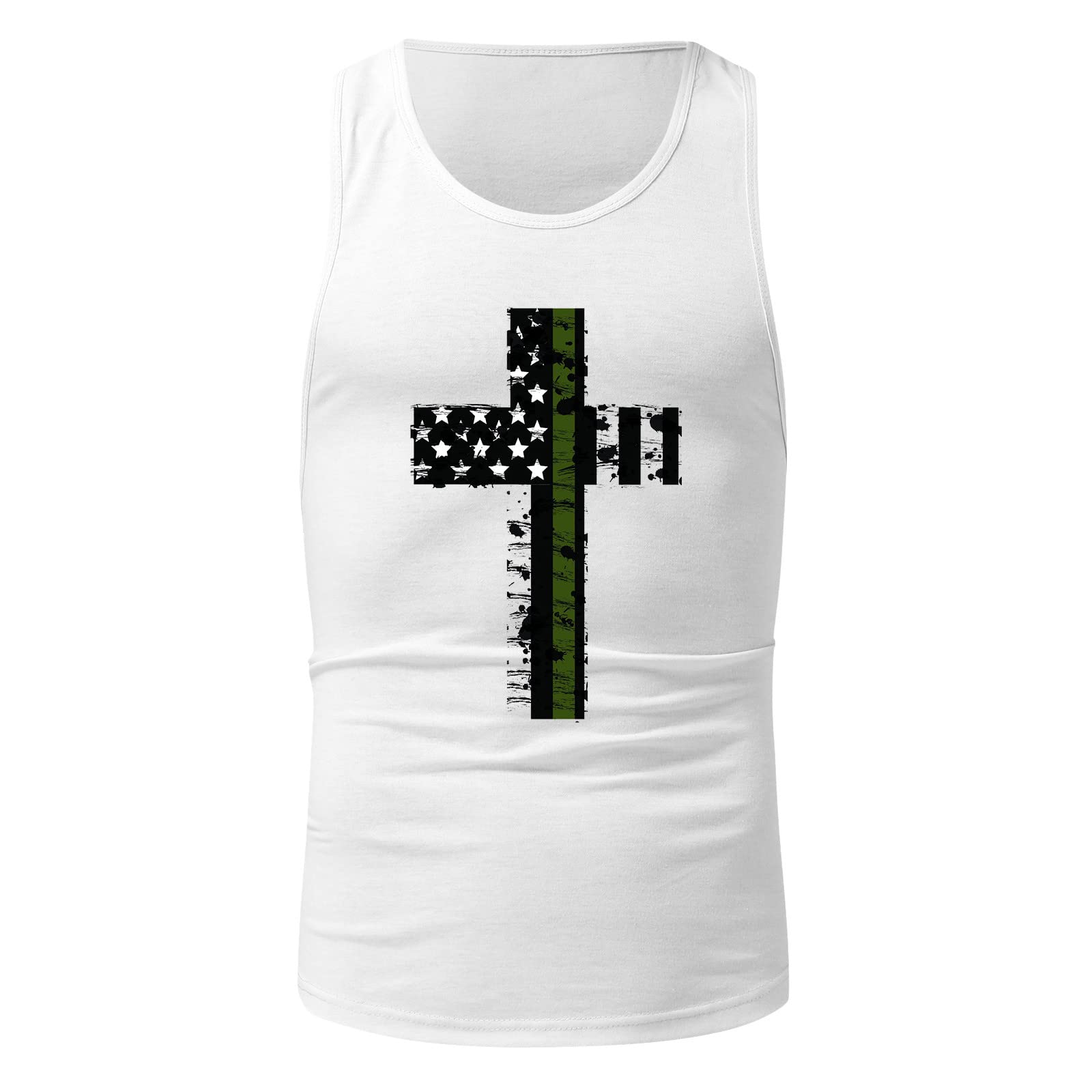 Men's Premium Graphic Tank Tops - Summer Beach Fashion Tanks Sleeveless Shirts Valentines Gifts for Men D74 Green