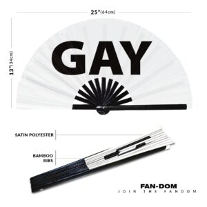 Gay Hand Fan Foldable Bamboo Circuit Hand Fan Funny Gag Slang Words Expressions Statement Gifts Festival Accessories Rave Handheld Circuit Event Fan Clack Fans (White)