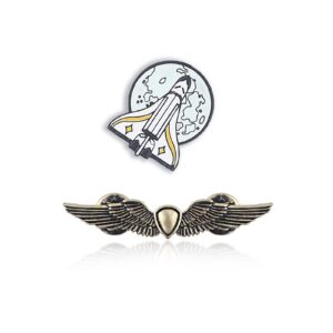 tlou ellie enamel brooch pins - joel backpack spaceship rocket cosplay badge brooches - tv stuff gifts for women and men fans 2pcs (angel wings and spaceship pins)