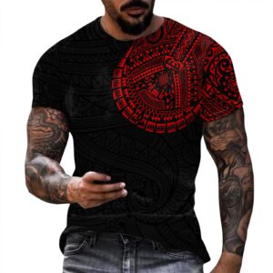 Men's Casual Short Sleeve T-Shirt Vintage Shoulder Graphic Crew Neck Tee Summer Classic Fit Muscle Shirt Streetwear Top(Red,Large)