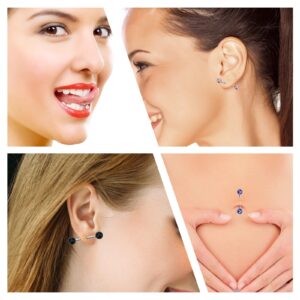 CrazyPiercing 10 Pieces Tongue Rings 16G Faux Pearl Acrylic Tongue Ring Straight Stainless Steel Barbell Body Piercing Jewelry for Men/Women