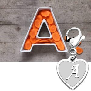 FAADBUK Initial Letter A-Z Alphabet Heart Charm for Bracelet Keychain Necklace Initial Stainless steel Clasp Clip on Charm (intial A)