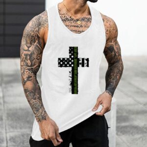 Men's Premium Graphic Tank Tops - Summer Beach Fashion Tanks Sleeveless Shirts Valentines Gifts for Men D74 Green