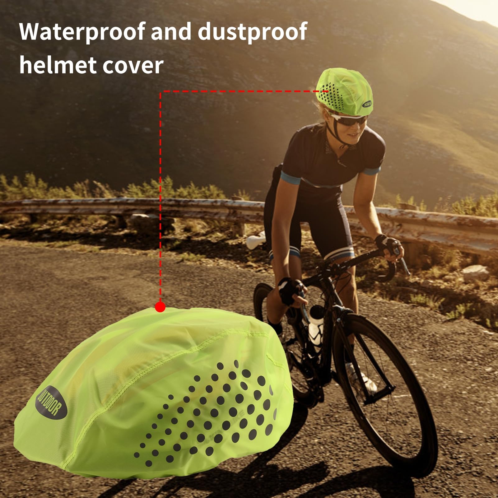 Smalibal Bike Helmet Cover, Reflective Helmet Cover Rain Cover for Bicycle Helmet, Waterproof Oxford Cloth Dot Print Bicycle Helmet Water Snow Cover for Cycling, Road Cycling, Outdoor Sports Black