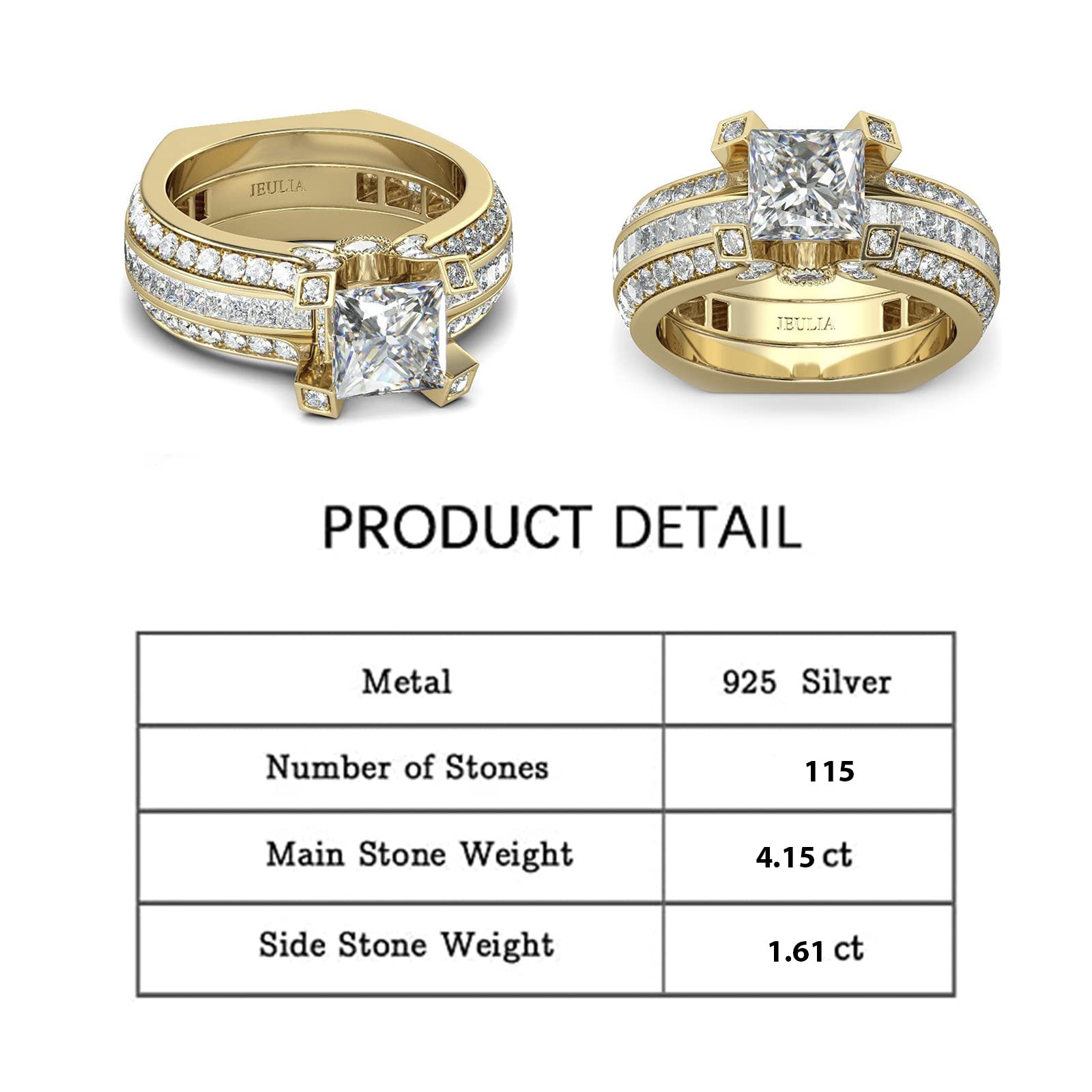 Jeulia Diamond Wedding Ring Set for Women: Sterling Silver Interchangeable Halo Bridal Set Engagement Anniversary Promise Ring Valentine's Jewelry Gift with Box