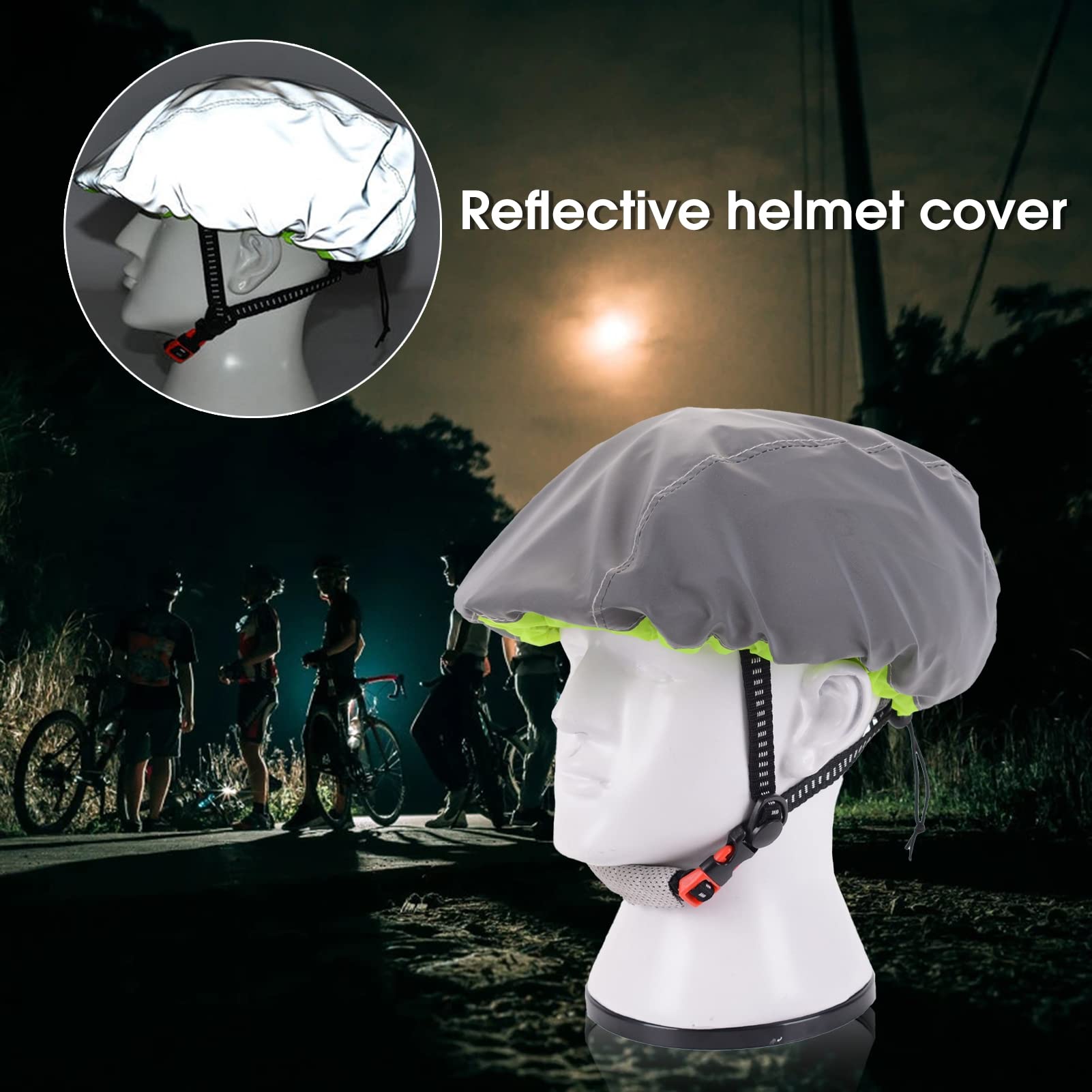 Smalibal Bike Helmet Cover, Reflective Helmet Cover Rain Cover for Bicycle Helmet, Waterproof Bicycle Helmet Water Snow Cover for Cycling, Road Cycling, Outdoor Sports Grey