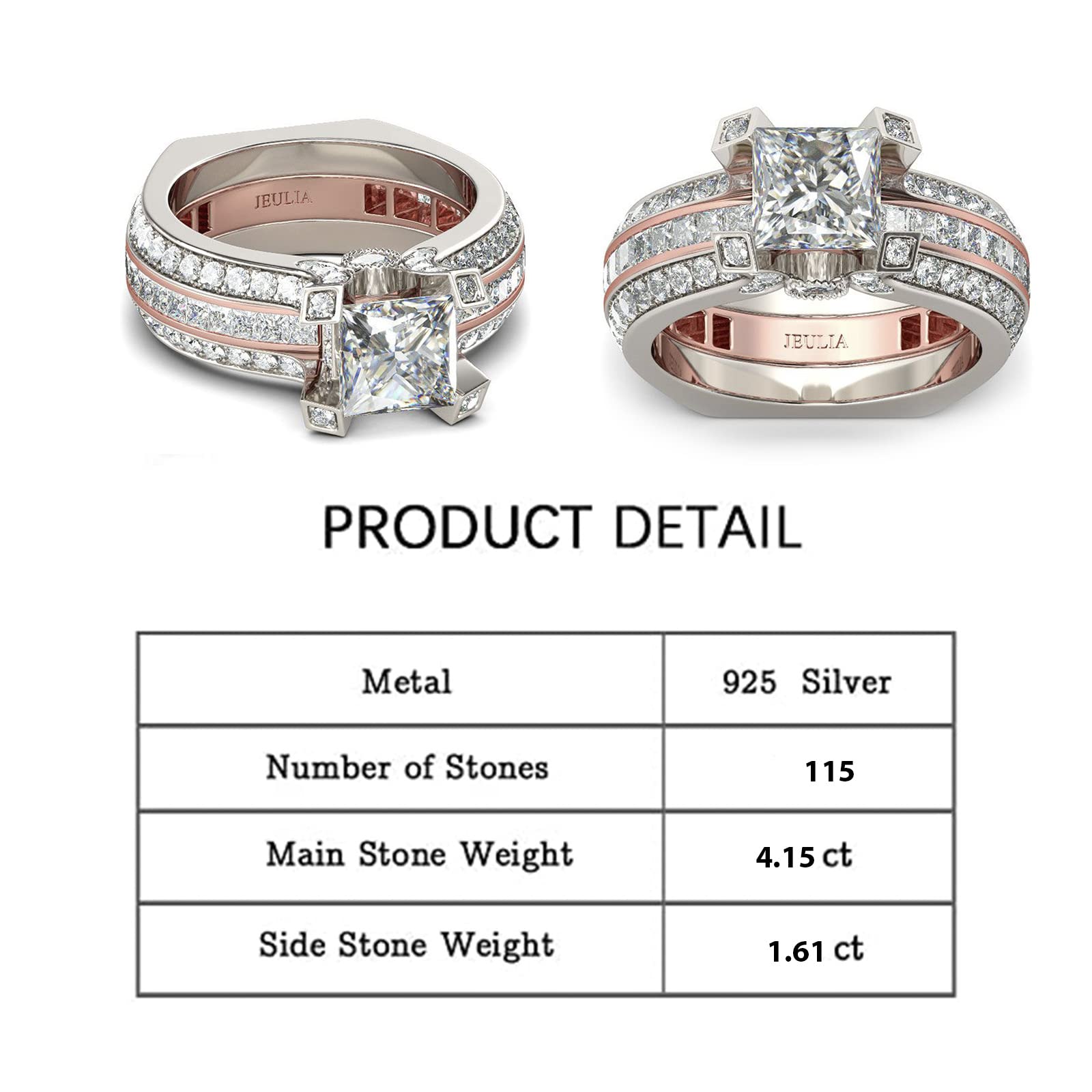 Jeulia Diamond Wedding Ring Set for Women: Sterling Silver Interchangeable Halo Bridal Set Engagement Anniversary Promise Ring Valentine's Jewelry Gift with Box