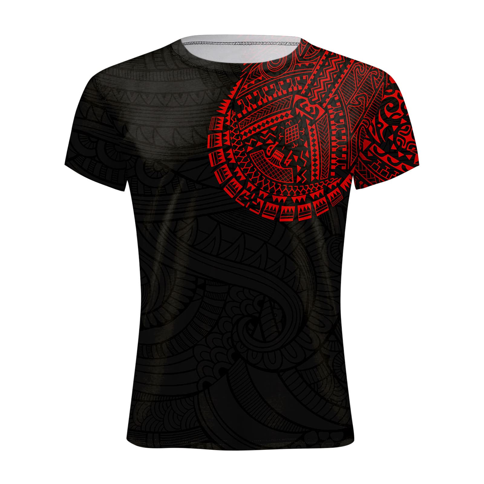 Men's Casual Short Sleeve T-Shirt Vintage Shoulder Graphic Crew Neck Tee Summer Classic Fit Muscle Shirt Streetwear Top(Red,Large)