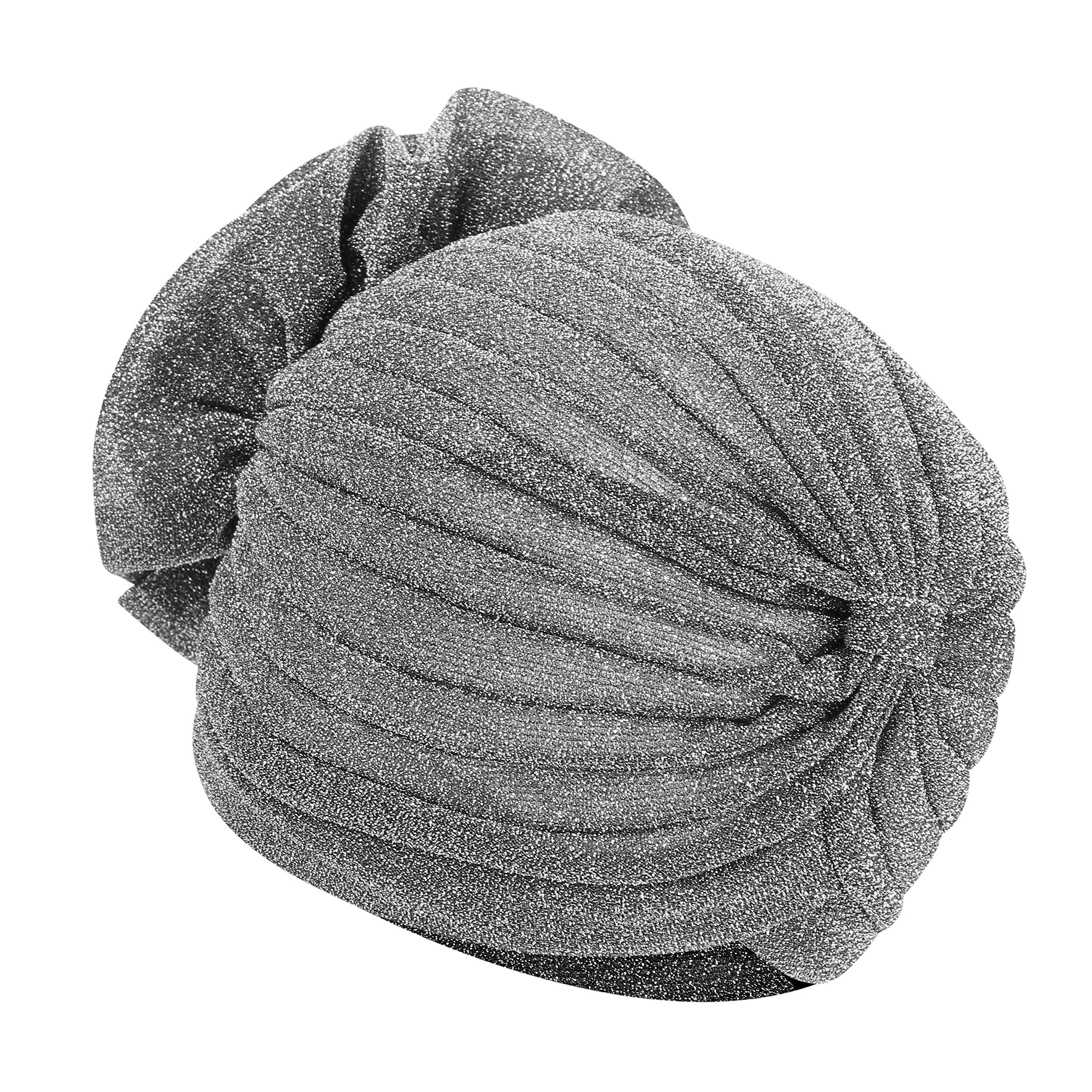 Women Turban Flower Caps Chemo Head Wraps Cap Stretchy Turban Hat Head Cover Flower Knot India's Hat for Women Girl Silvery