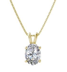 the diamond deal 1.00ct (1.00cttw) carat oval shape solitaire lab-grown diamond solitaire pendant necklace for women in 14k yellow gold with 18" gold chain