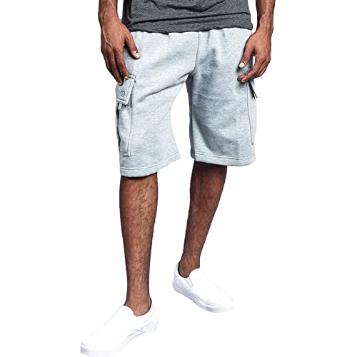 JEKE-DG Men's Hiking Cargo Shorts Stretch Outdoor Tactical Shorts with Pockets for Fishing Casual Cotton Lightweight Shorts (Light Grey,X-Large)