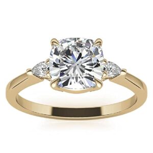 925 silver, 10k/14k/18k solid gold moissanite engagement ring, 2.5 ct cushion cut handmade solitaire ring diamond wedding ring for woman, birthday gifts for, vvs1 colorless