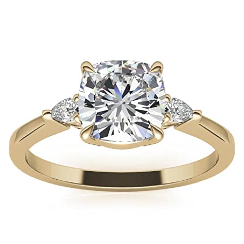 925 Silver, 10K/14K/18K Solid Gold Moissanite Engagement Ring, 2.5 CT Cushion Cut Handmade Solitaire Ring Diamond Wedding Ring for Woman, Birthday Gifts for, VVS1 Colorless