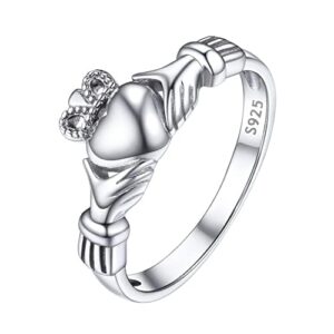 PROSILVER Sterling Silver Heart Promise Wedding Rings Irish Claddagh Ring Size 8