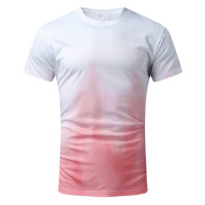 KAMEMIR Workout Shirts for Men, Moisture Wicking Quick Dry Active Athletic Men's Gym Performance T Shirts Mens Gifts Pink