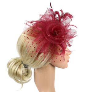 Feather Fascinator Womens Flower Hat for Cocktail Ball Wedding Headband Skin Friendly Headwear for Women