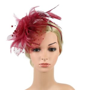 Feather Fascinator Womens Flower Hat for Cocktail Ball Wedding Headband Skin Friendly Headwear for Women